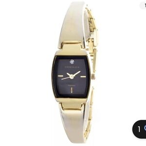 Anne Klein Black Dial Gold Tone Watch